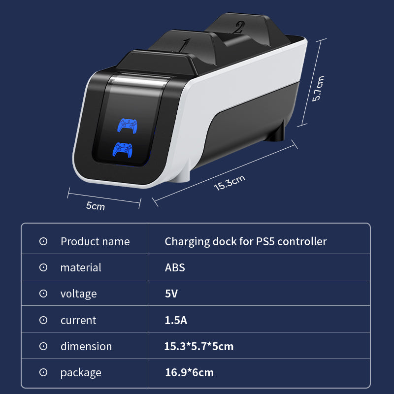 JEMDO PS5 Controller Charger with Fast Charging AC Adapter, Controller Charging Stand & Docking Station Replacement for DualSense Charging Station Wireless Game