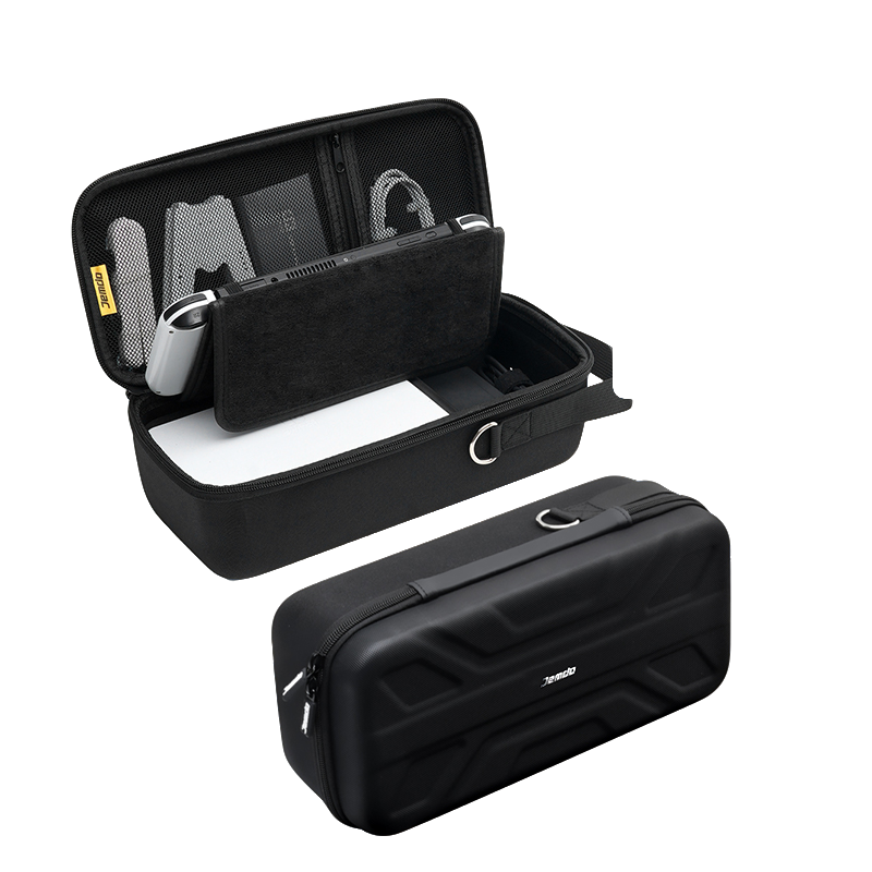 JEMDO Carrying Case Compatible with Nintendo Switch 2 (2025) – Black Slim Hard Shell with Game Card Storage, Fits Console with Attached Controllers, Mecha-Inspired Travel Bag, Gifts for Kids & Gamers