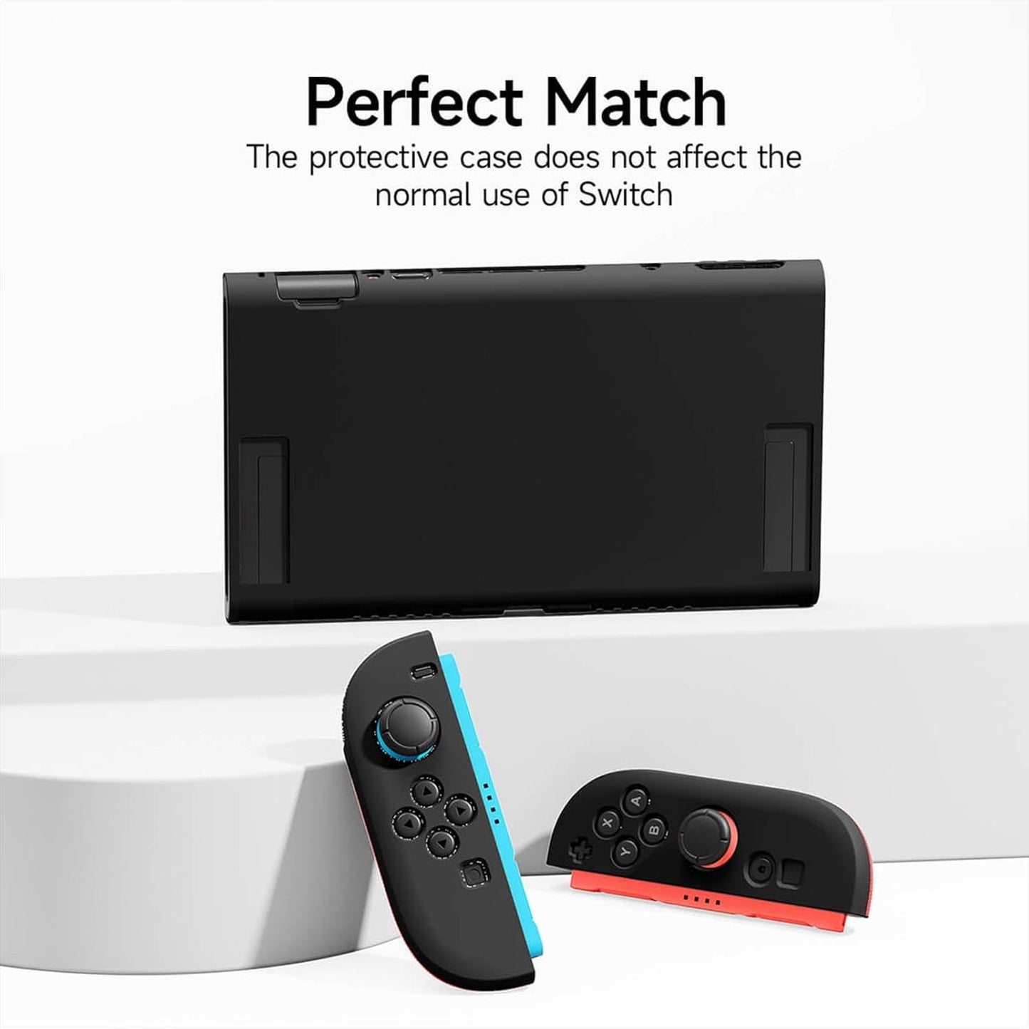 JEMDO Textured Grip Protective Case Compatible with Nintendo Switch 2 (2025) Only – Black Matte Shockproof TPU Shell with Anti-Slip Handles, Ergonomic & Comfort Slim Back Cover