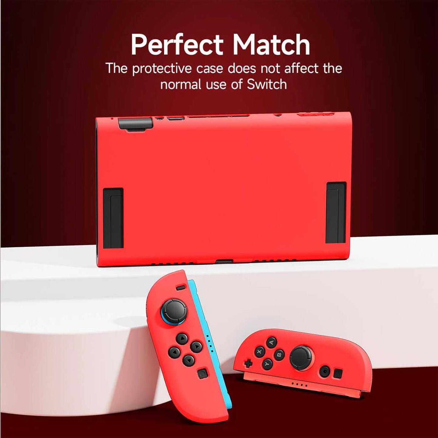 JEMDO Textured Grip Protective Case Compatible with Nintendo Switch 2 (2025) Only – Red Matte Shockproof TPU Shell with Anti-Slip Handles, Ergonomic & Comfort Slim Back Cover