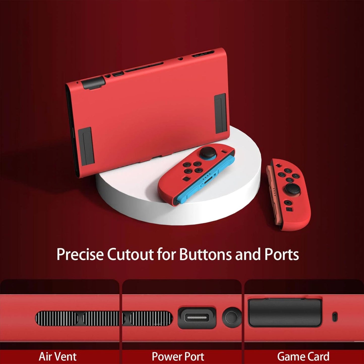 JEMDO Textured Grip Protective Case Compatible with Nintendo Switch 2 (2025) Only – Red Matte Shockproof TPU Shell with Anti-Slip Handles, Ergonomic & Comfort Slim Back Cover