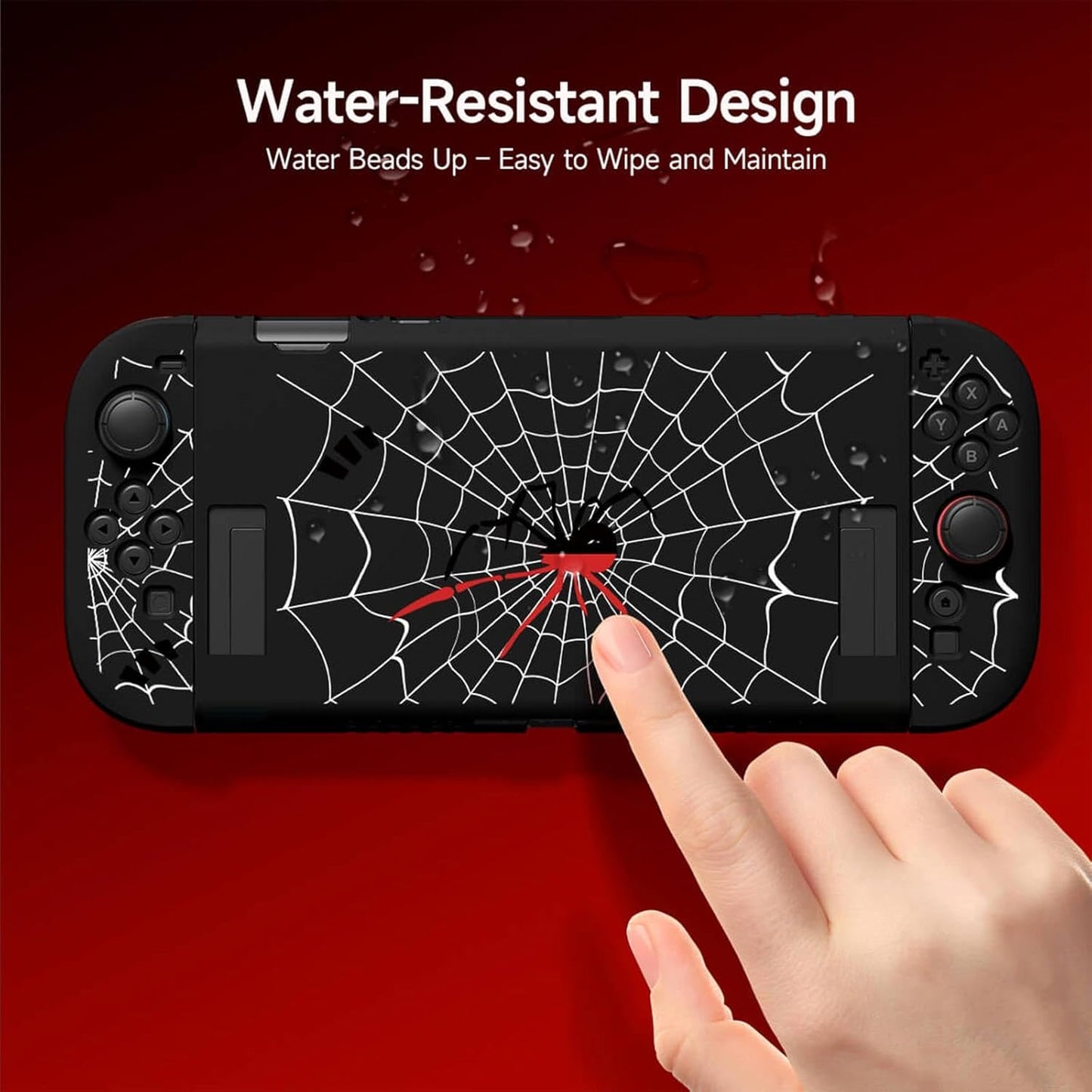 Textured Grip Protective Case Compatible with Nintendo Switch 2 (2025) Only – Black Spider Web Design, Matte Shockproof TPU Shell with Anti-Slip Handles, Ergonomic & Comfort Slim Back Cover