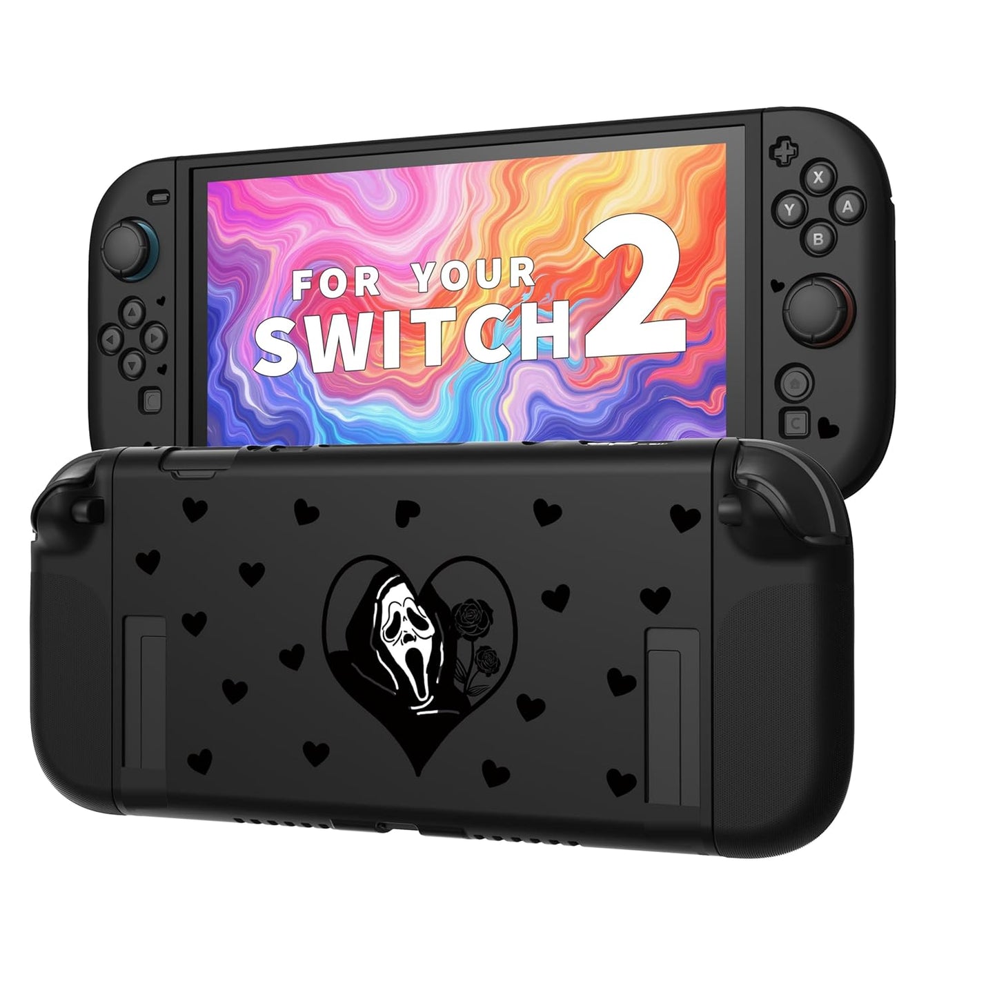 JEMDO Textured Grip Protective Case Compatible with Nintendo Switch 2 (2025) Only – Red Matte Shockproof TPU Shell with Anti-Slip Handles, Ergonomic & Comfort Slim Back Cover