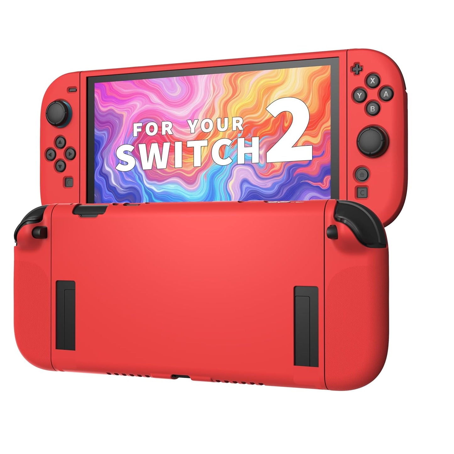 JEMDO Textured Grip Protective Case Compatible with Nintendo Switch 2 (2025) Only – Black Matte Shockproof TPU Shell with Anti-Slip Handles, Ergonomic & Comfort Slim Back Cover