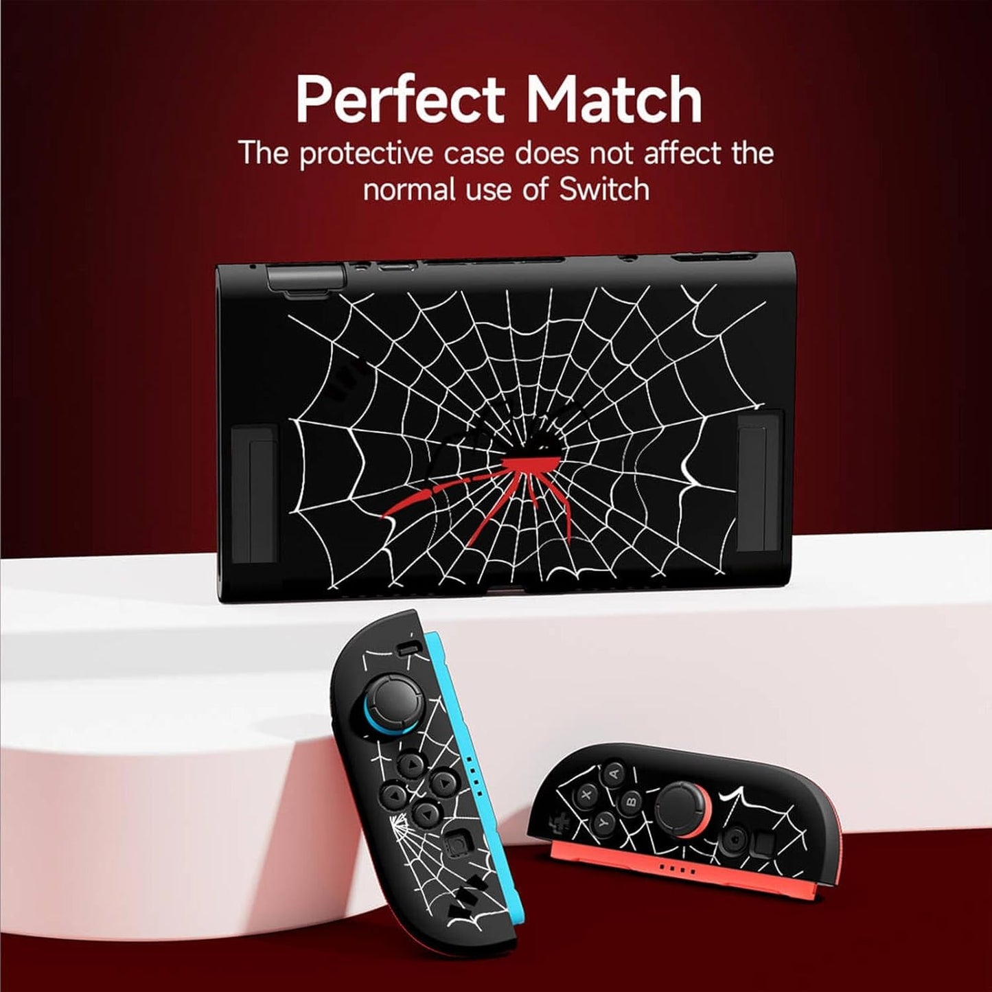 Textured Grip Protective Case Compatible with Nintendo Switch 2 (2025) Only – Black Spider Web Design, Matte Shockproof TPU Shell with Anti-Slip Handles, Ergonomic & Comfort Slim Back Cover