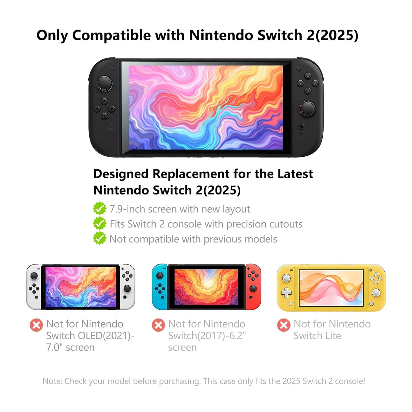 Textured Grip Protective Case Compatible with Nintendo Switch 2 (2025) Only – Black Spider Web Design, Matte Shockproof TPU Shell with Anti-Slip Handles, Ergonomic & Comfort Slim Back Cover