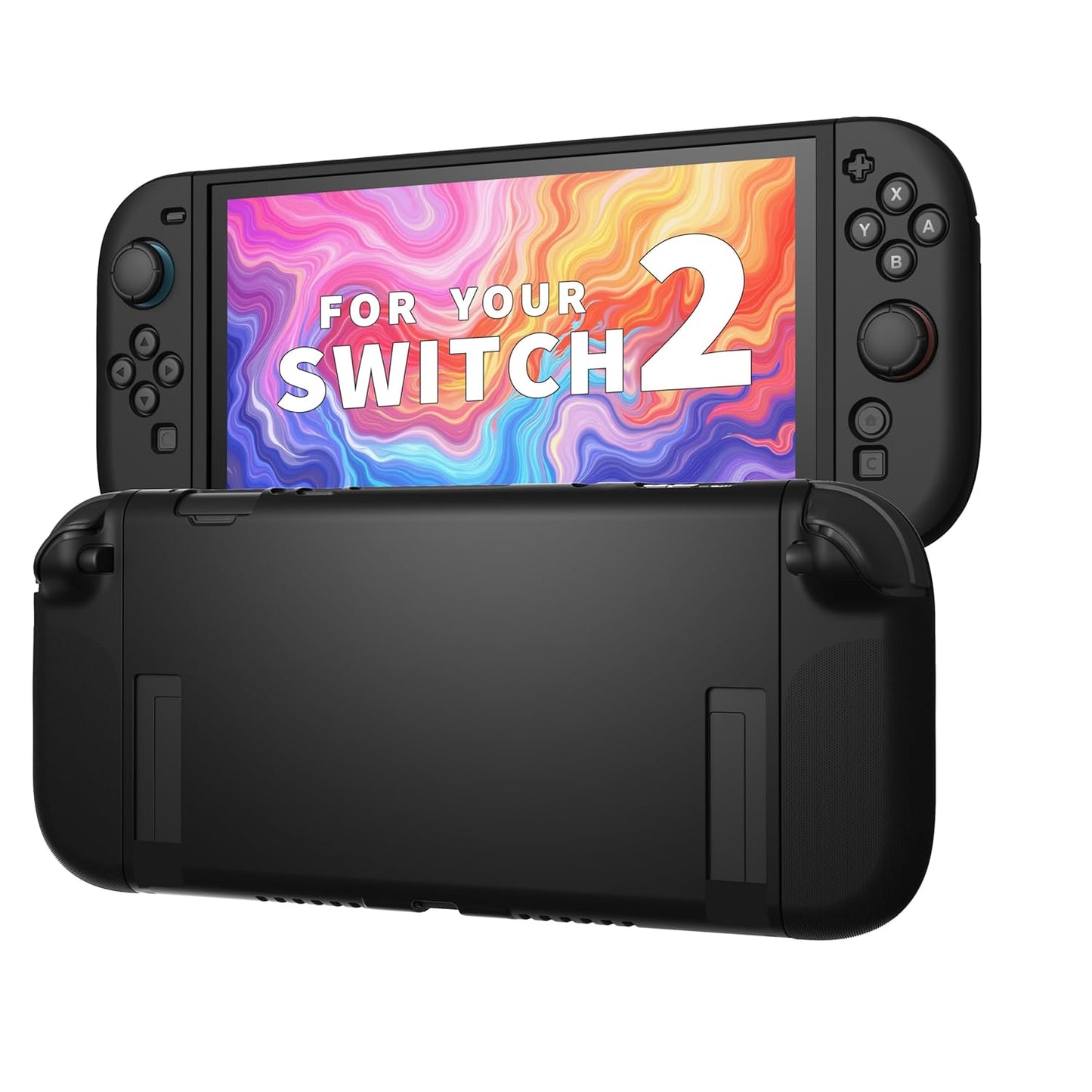 JEMDO Textured Grip Protective Case Compatible with Nintendo Switch 2 (2025) Only – Red Matte Shockproof TPU Shell with Anti-Slip Handles, Ergonomic & Comfort Slim Back Cover