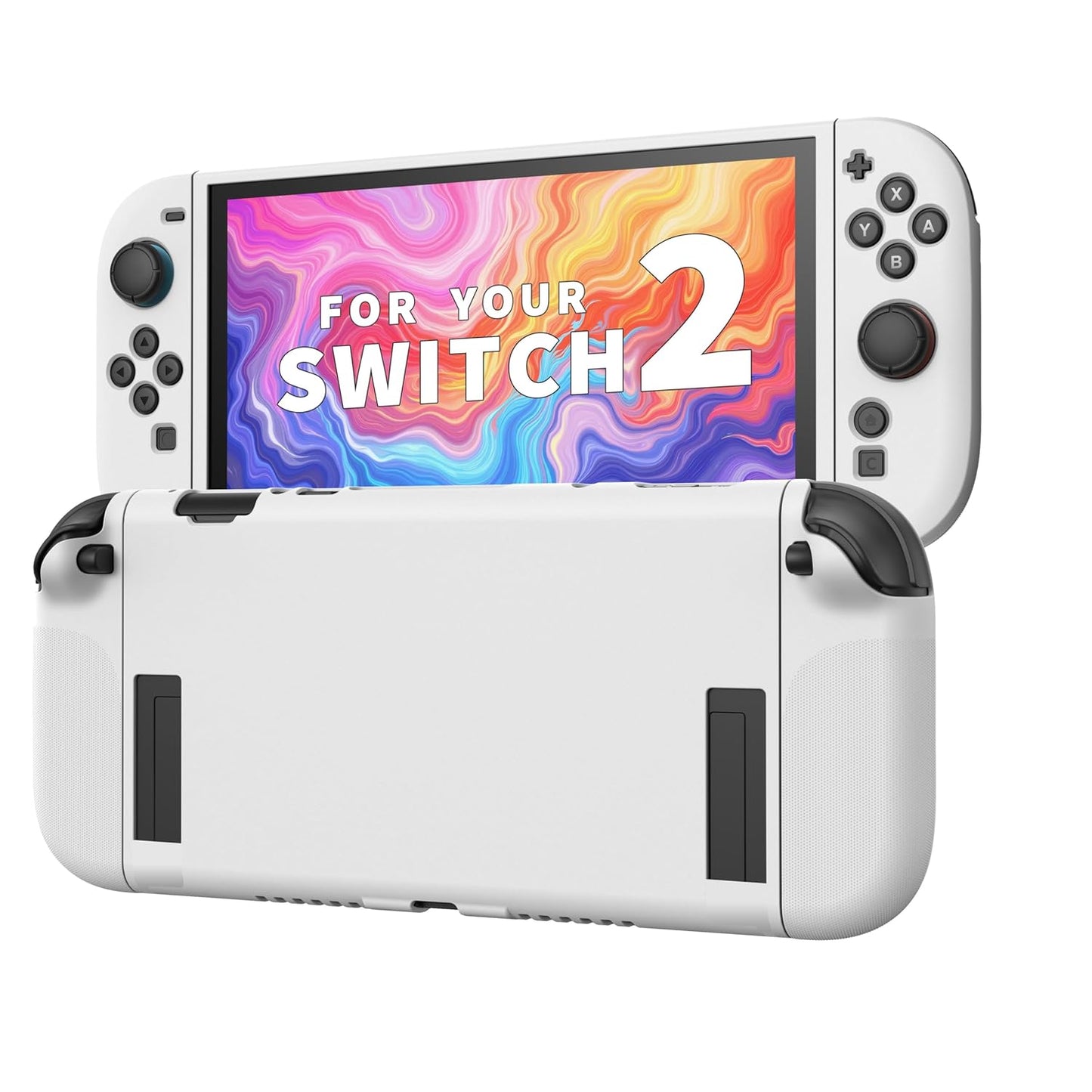 JEMDO Textured Grip Protective Case Compatible with Nintendo Switch 2 (2025) Only – Red Matte Shockproof TPU Shell with Anti-Slip Handles, Ergonomic & Comfort Slim Back Cover