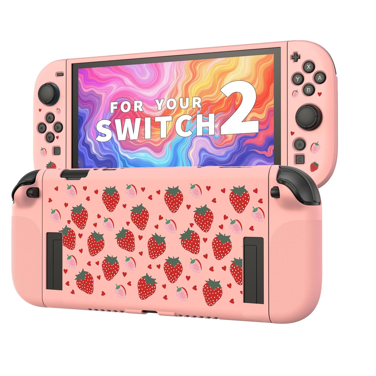 JEMDO Textured Grip Protective Case Compatible with Nintendo Switch 2 (2025) Only – Red Matte Shockproof TPU Shell with Anti-Slip Handles, Ergonomic & Comfort Slim Back Cover