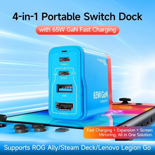 Jemdo 4-in-1 Portable Switch Dock丨65W GaN with Fast Charging