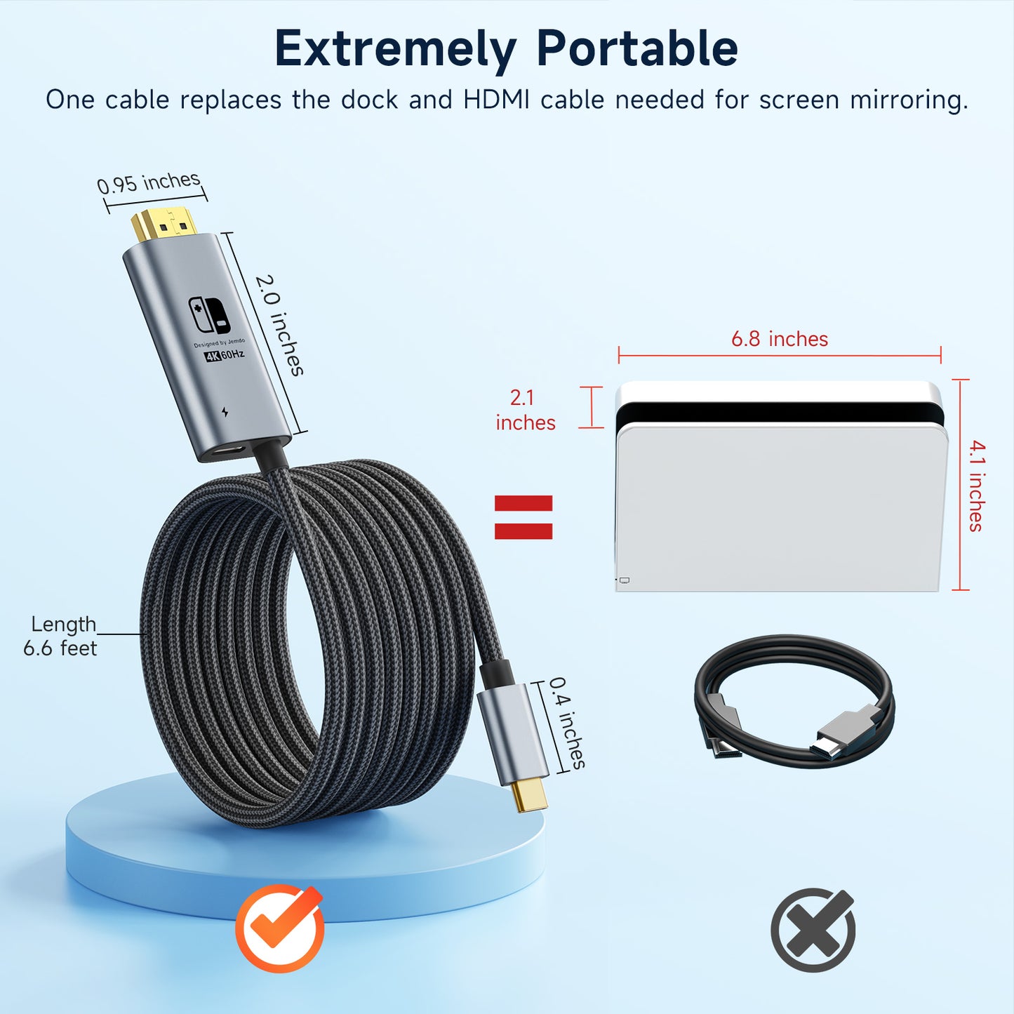 Switch Aluminum Alloy Conversion Braided Cable 4K@60Hz丨Black