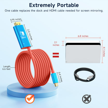 Switch Aluminum Alloy Conversion Braided Cable 4K@60Hz丨Red