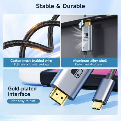 Switch Aluminum Alloy Conversion Braided Cable 4K@60Hz丨Black