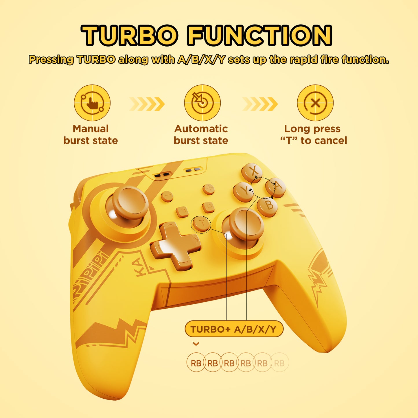 JEMDO Yellow Lightning Wireless Gaming Controller