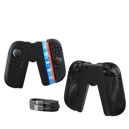 JEMDO Magnetic Joycon Charger Grip Compatible with Nintendo Switch 2 Only – LED Charging Grip for Switch 2 Joycon, USB-A to Type-C Charging Cable included - Blue