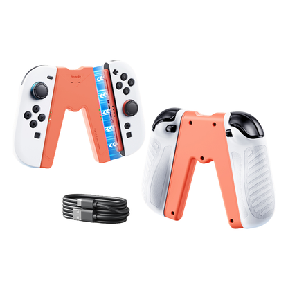 JEMDO Magnetic Joycon Charger Grip Compatible with Nintendo Switch 2 Only – LED Charging Grip for Switch 2 Joycon, USB-A to Type-C Charging Cable included - Blue