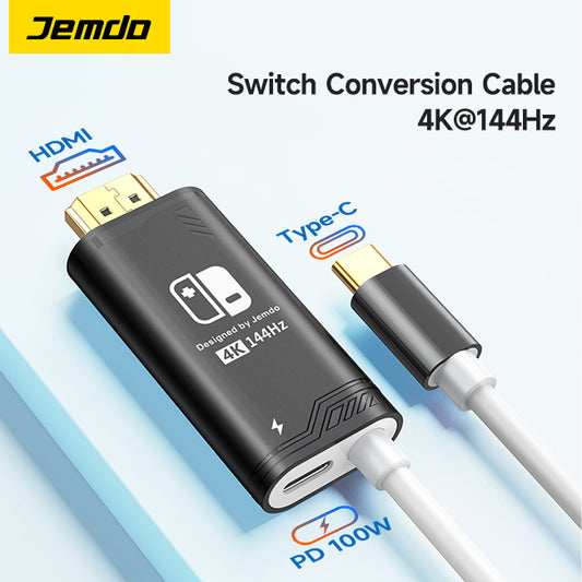 Cable de conversión de conmutador JEMDO 4K a 144 Hz, color negro