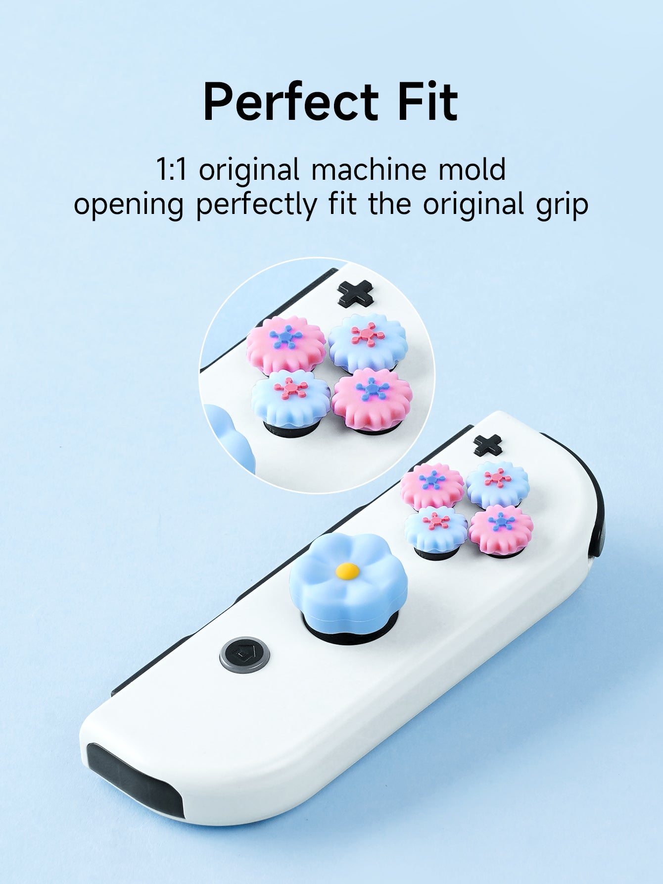 JEMDO Switch Thumb Grip Caps Cross Button Caps Set丨Flower