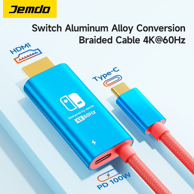 Switch Aluminum Alloy Conversion Braided Cable 4K@60Hz丨Red