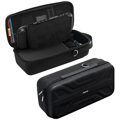 JEMDO Carrying Case Compatible with Nintendo Switch 2 (2025) – Black Slim Hard Shell with Game Card Storage, Fits Console with Attached Controllers, Mecha-Inspired Travel Bag, Gifts for Kids & Gamers