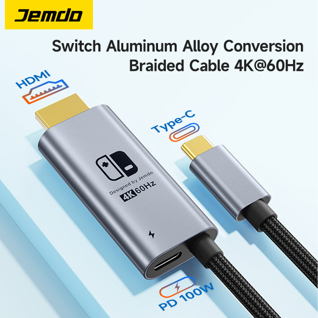 Switch Aluminum Alloy Conversion Braided Cable 4K@60Hz丨Black