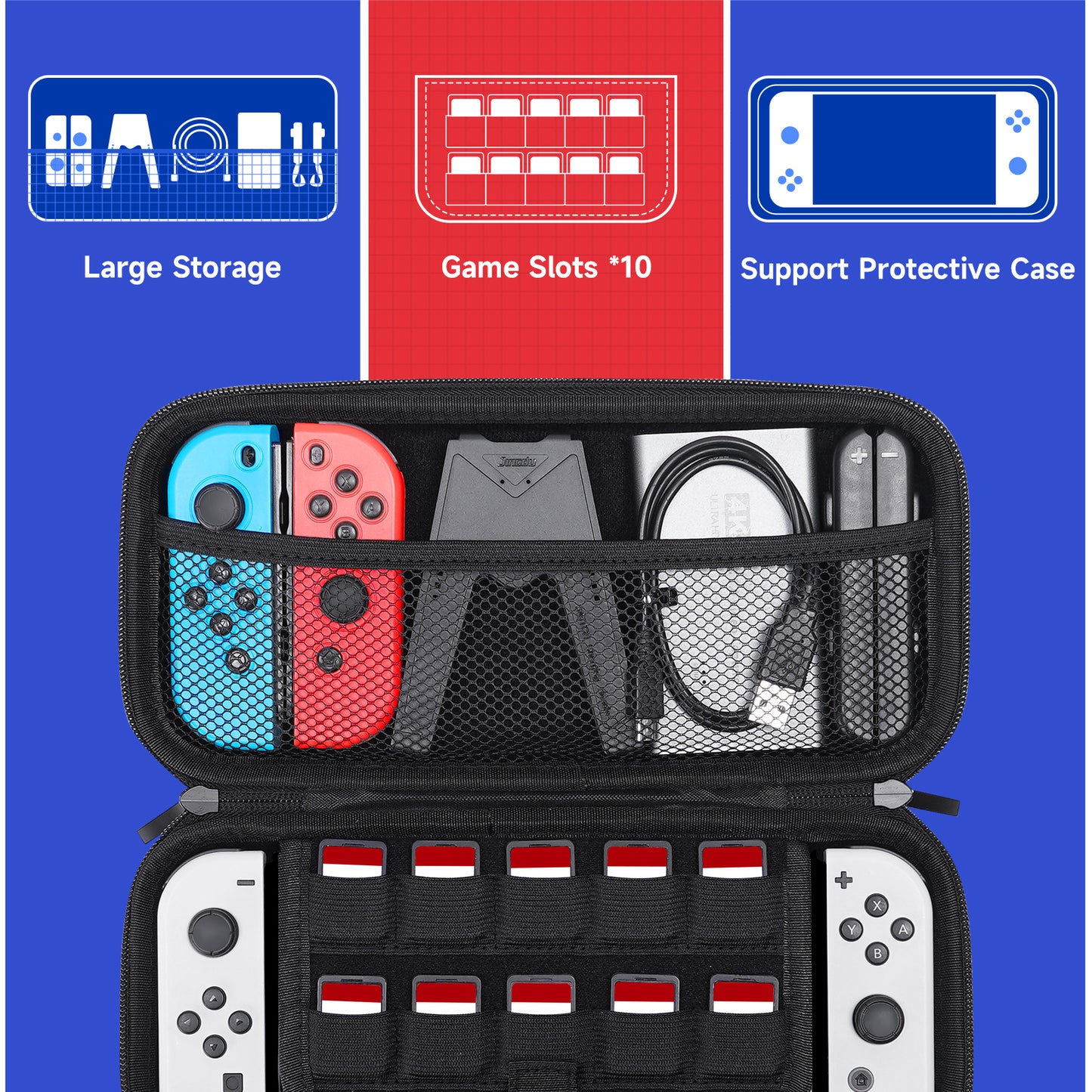 JEMDO Mario Overalls Switch Storage Bag for Switch NS/OLED