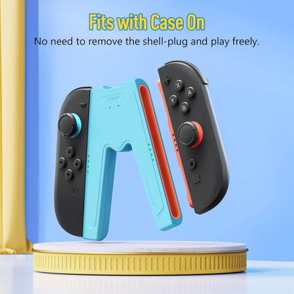 JEMDO Magnetic Joycon Charger Grip Compatible with Nintendo Switch 2 Only – LED Charging Grip for Switch 2 Joycon, USB-A to Type-C Charging Cable included - Blue