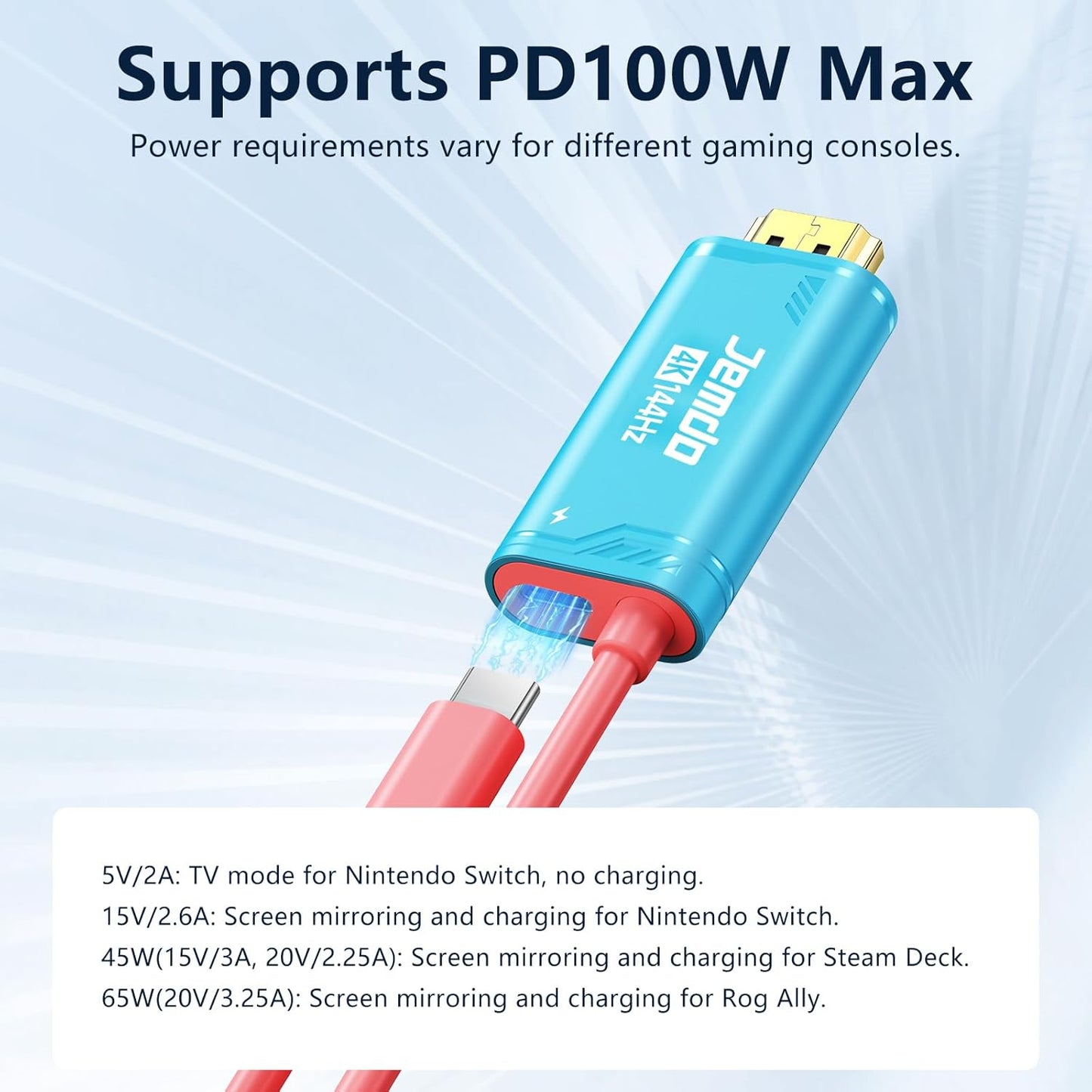 JEMDO Switch Conversion Cable Portable HDMl AdapterCompatible with Nintendo Switch2 NS/OLED, USB C tO HDMICable Replaces The Original Switch Dock for TV ScreenMirroring, Convenient for Travel, 4K HD, 2m Protection Cover