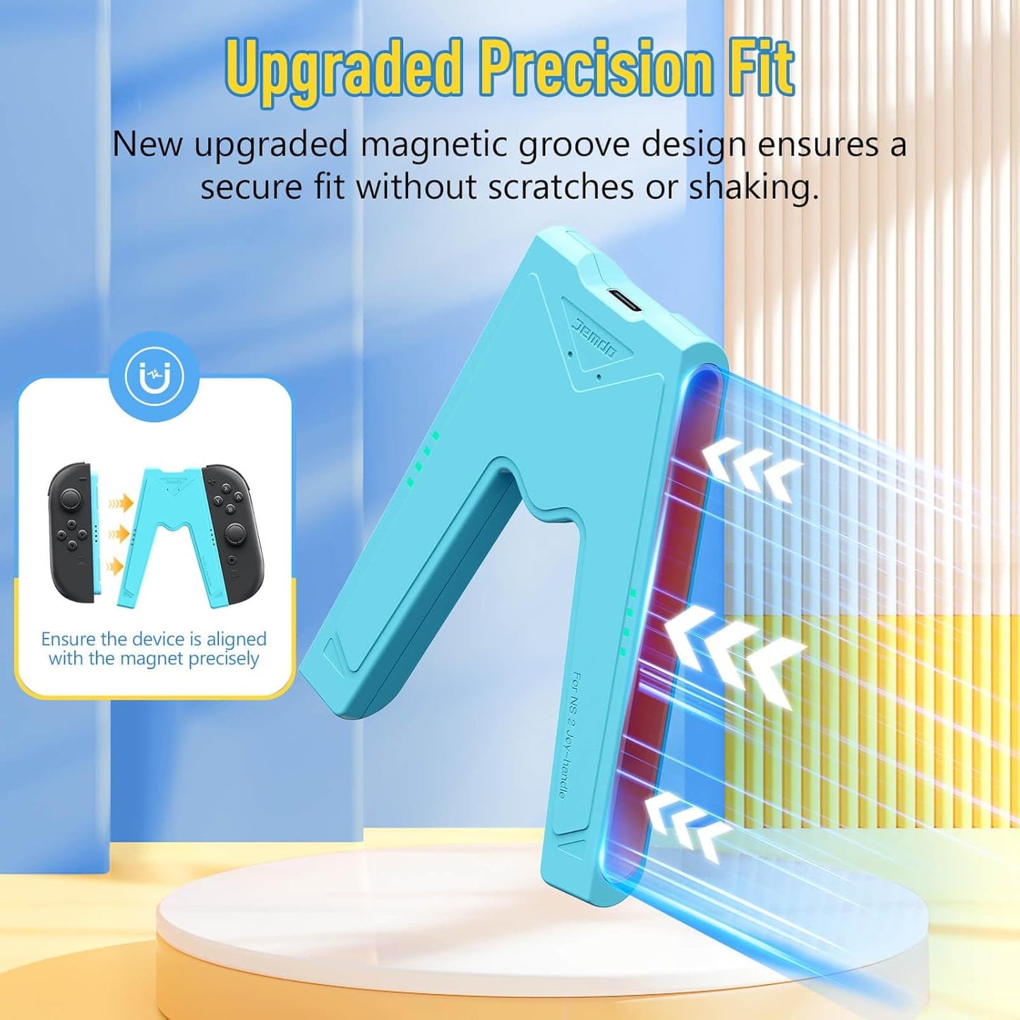 JEMDO Magnetic Joycon Charger Grip Compatible with Nintendo Switch 2 Only – LED Charging Grip for Switch 2 Joycon, USB-A to Type-C Charging Cable included - Blue