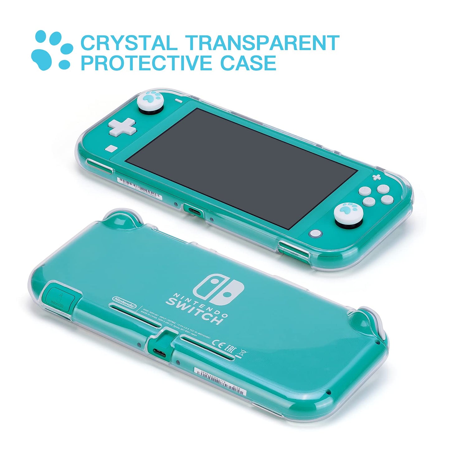 Estuche de transporte JEMDO para Nintendo Switch Lite con adorables huellas de gato en 3D en azul, morado y rosa